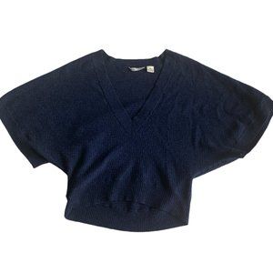 Autumn Cashmere XS Blue Crop Top Women Sweater Waffle Knit Kimono Loose Fit